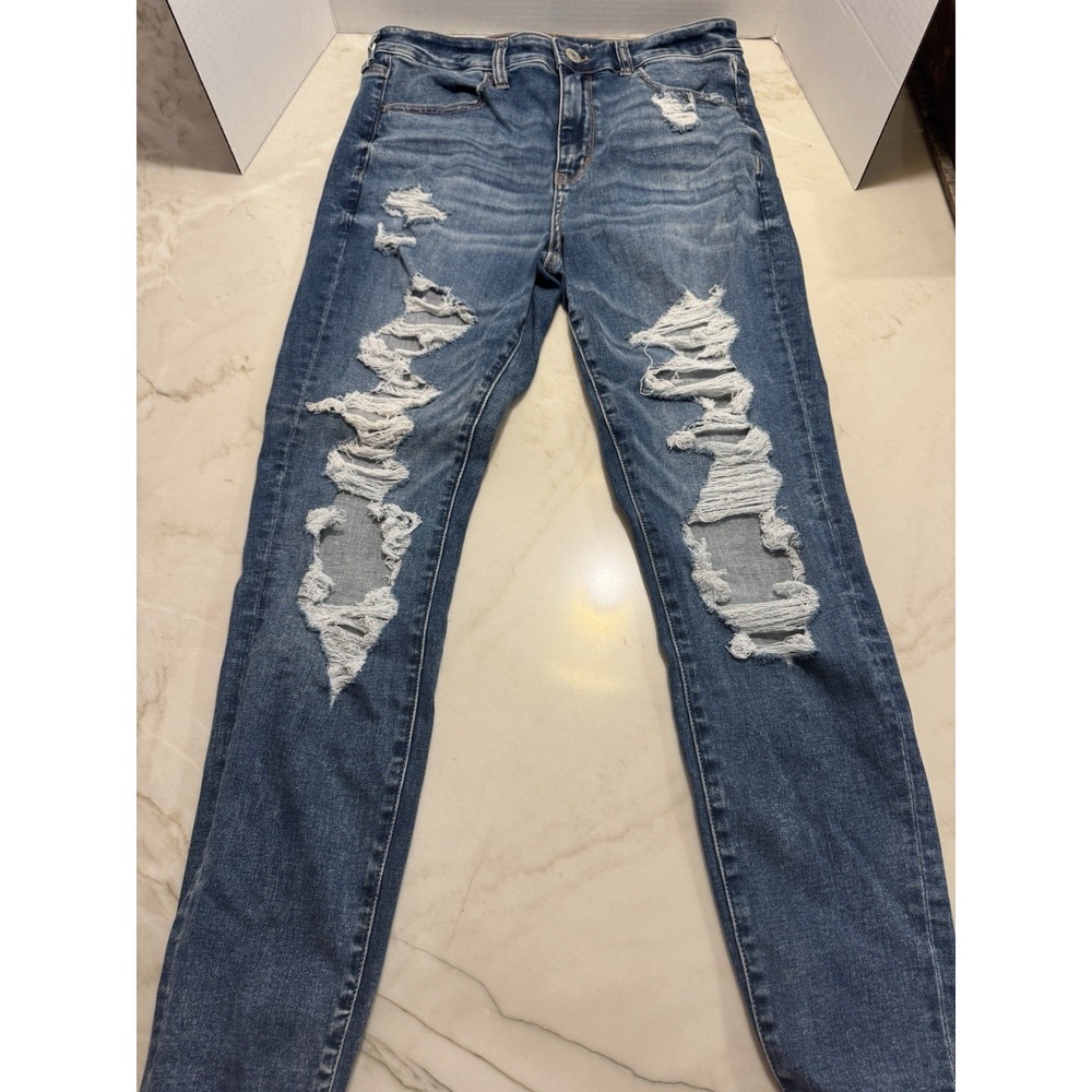 American Eagle Next Level Stretch Womens Size 12 Distressed Ripped Skinny Jeans